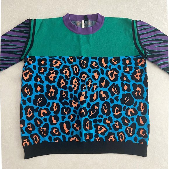 🏷️SALE🏷️ Topshop Animal Print Color Block Jumper Sweater ASO Aria Montgomery - Picture 4 of 9